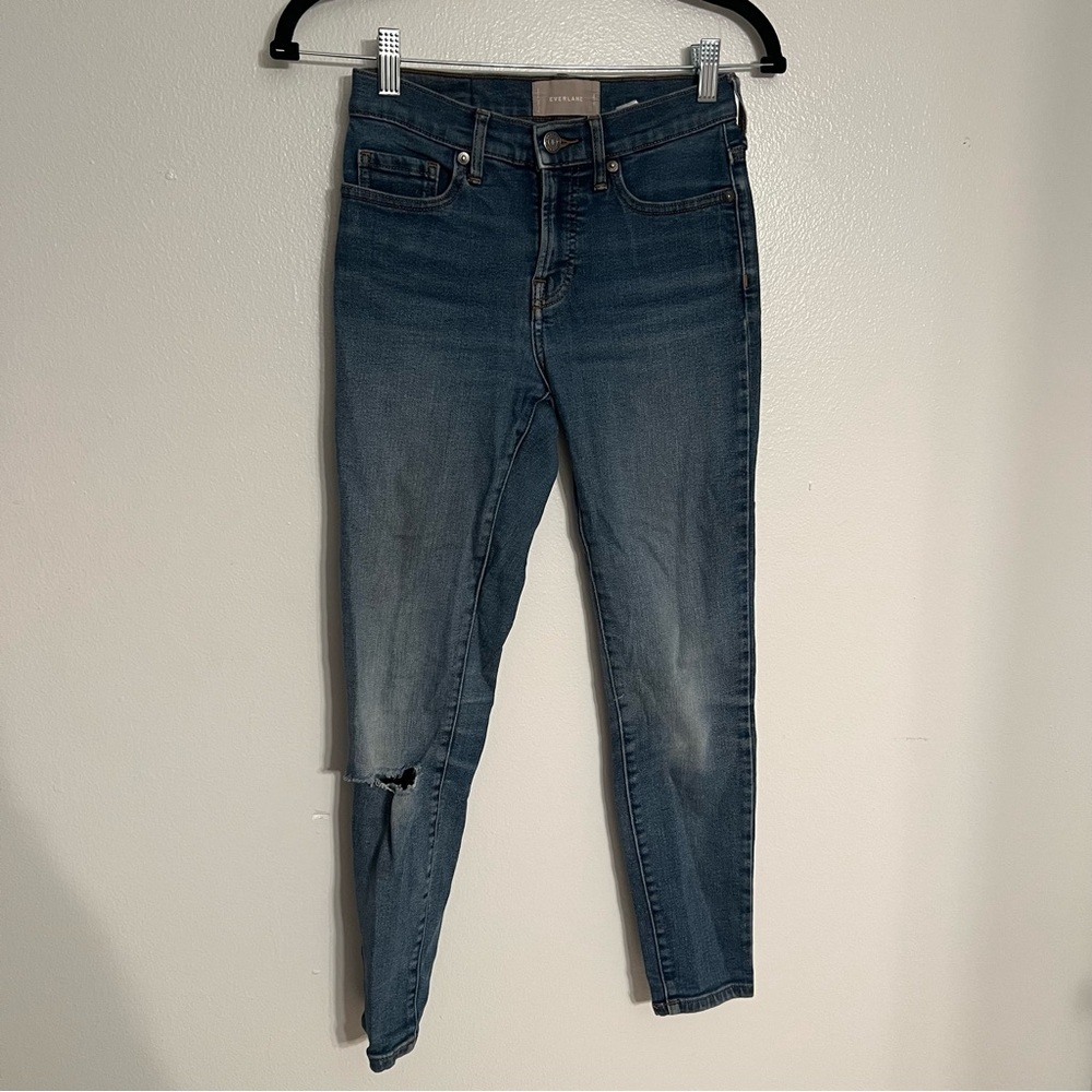 Everlane Ankle Rip Knee Mid Rise Skinny Jean Size 25